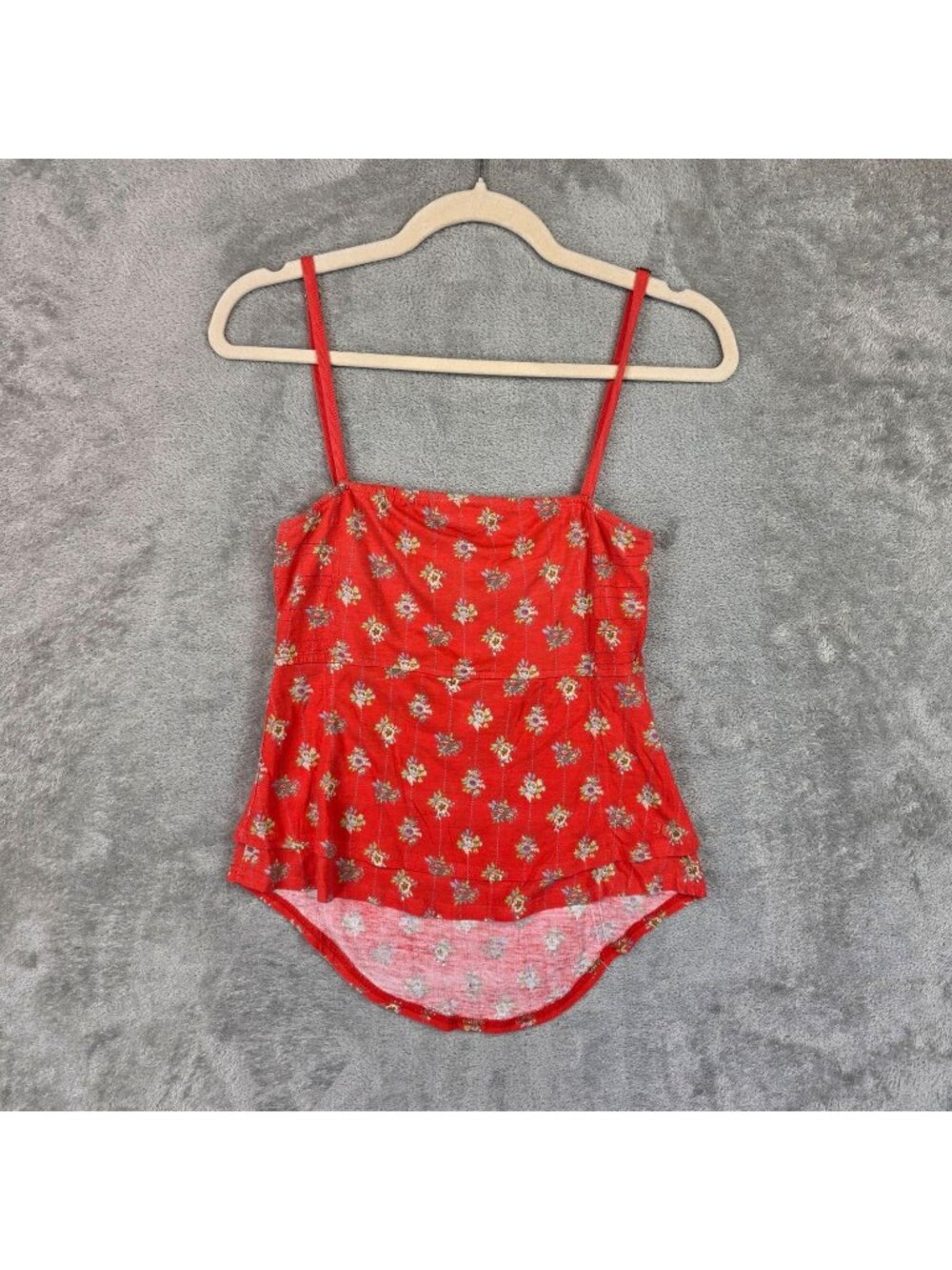 Hurley Tank Top Womens S Orange Square Neck Sleeveless Floral Camisole